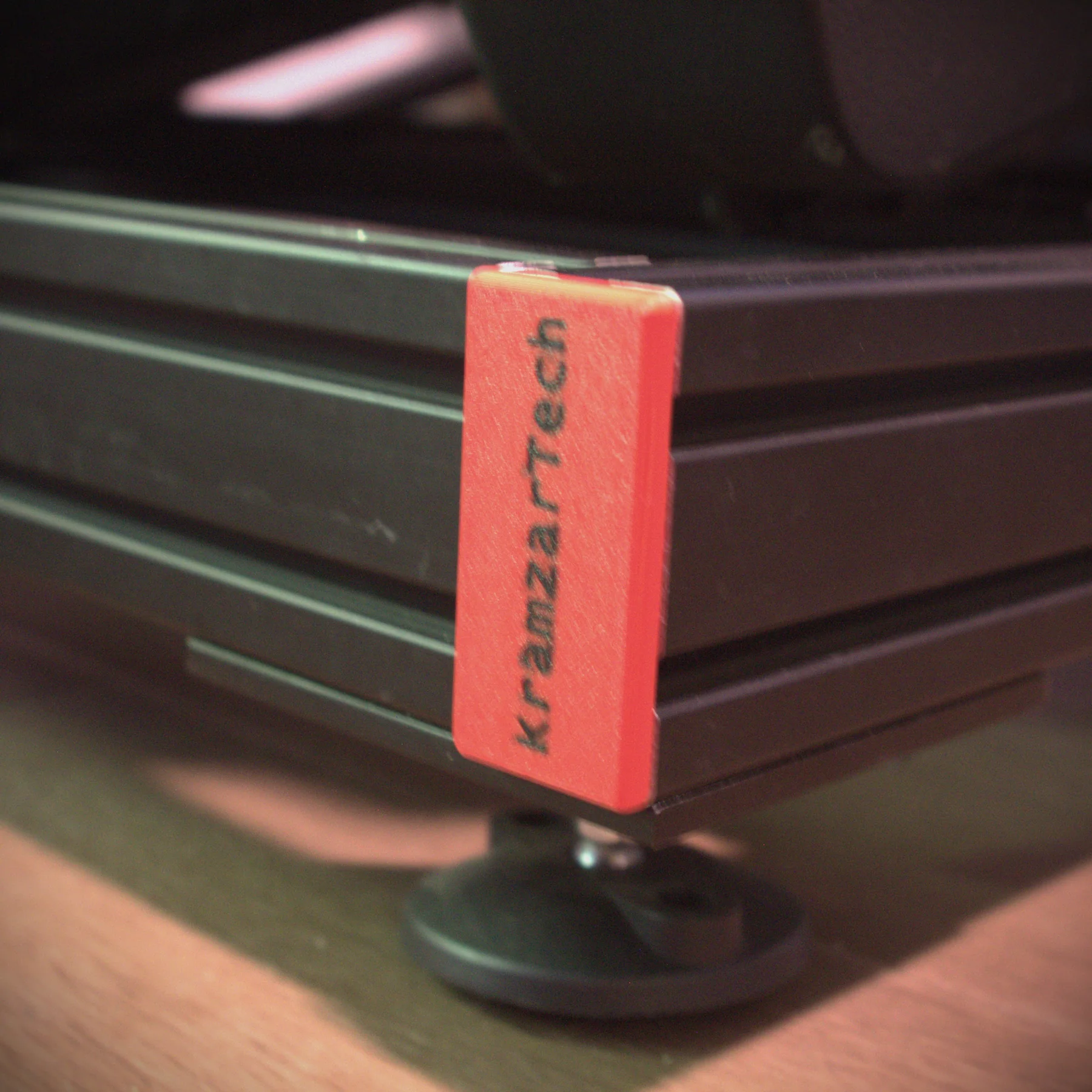 Customized KramzarTech end cap installed on 8040 aluminum extrusion